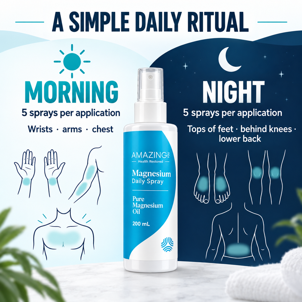 Daily Magnesium Spray 200 mL morning and night five-spray routine