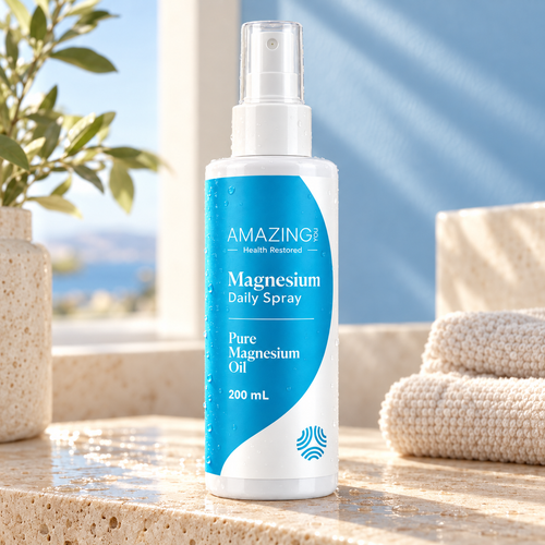 Daily Magnesium Spray 200 mL on a bathroom shelf