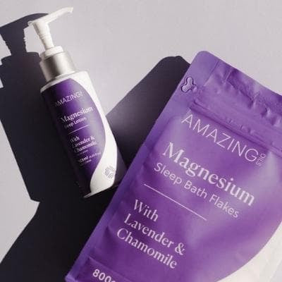 amazing oils magnesium oil sleep range flatlay